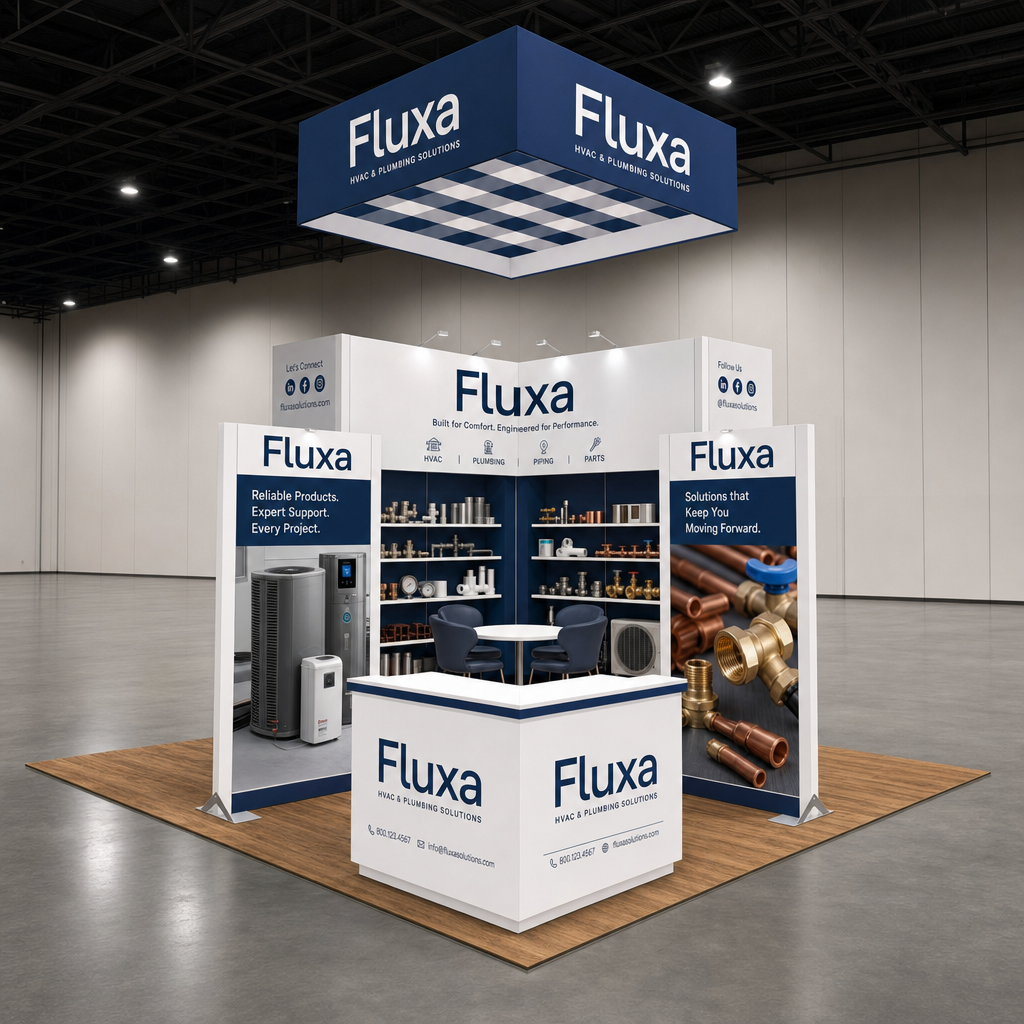 HVAC & Plumbing 20x20 Trade Show Booth Island Design